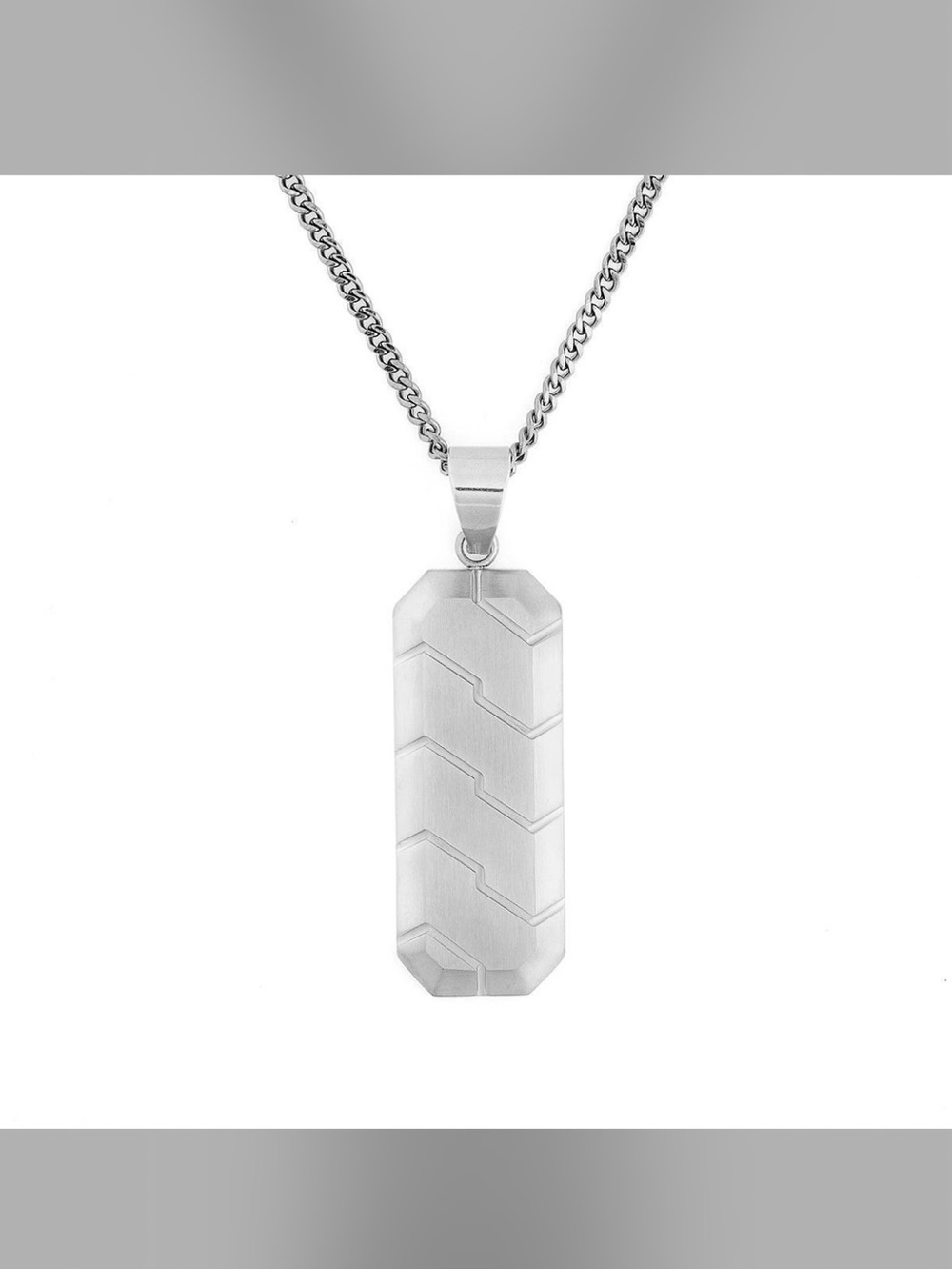 Invicta Silver Geometric Dog Tag Necklace